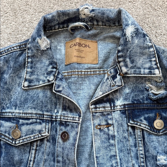 Carbon Blue Distressed Denim Jacket - Picture 2 of 5